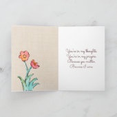 Carte Penser à vous Chien Chien Chien Chien avec Fleurs (Intérieur)