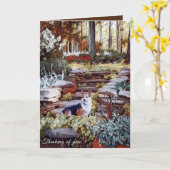 Carte Penser à vous Corgi (Fleur jaune)