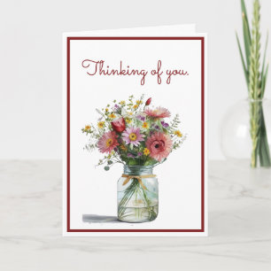Carte Penser à vous des marguerites d'aquarelle dans un
