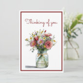 Carte Penser à vous des marguerites d'aquarelle dans un (Debout devant)