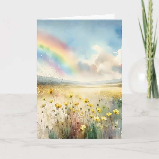 Carte Penser à vous Dreamy Fleur sauvage et Rainbow (Devant)