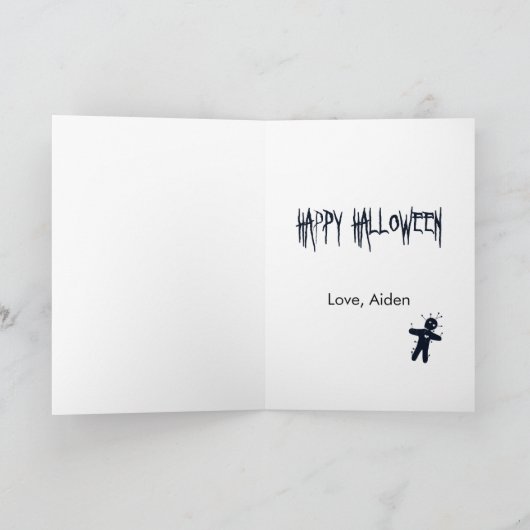 Carte Penser à vous - Drôle Halloween Poupée Voodoo (Intérieur)