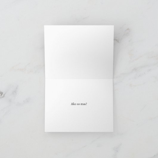 Carte Penser à vous en slovaque avec chat à table (Intérieur)