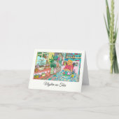 Carte Penser à vous en slovaque avec chat à table (Devant)