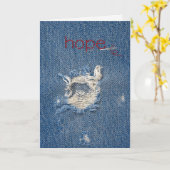 Carte penser à vous Espoir texte sur le denim bleu effil (Fleur jaune)