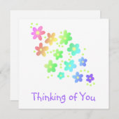 Carte "Penser à vous" Fleurs arc-en-ciel (Devant / Derrière)