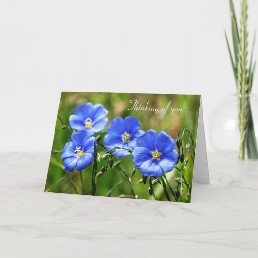 Carte Penser à vous - Fleurs bleues (Devant)