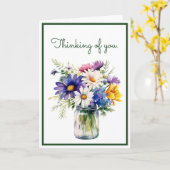 Carte Penser à vous Fleurs d'aquarelle Salutation (Fleur jaune)