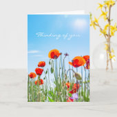 Carte Penser à vous Fleurs de Pavot Rouge Sympathie mode (Fleur jaune)