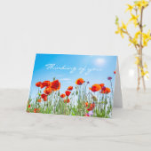 Carte Penser à vous Fleurs de Pavot Rouge Sympathie mode (Fleur jaune)