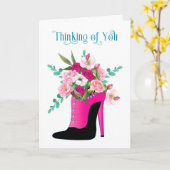 Carte Penser à vous Fleurs en Chaussure haute talon (Fleur jaune)