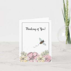 Carte Penser à vous Fleurs et abeilles