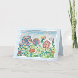 Carte Penser à vous Flower Spinwheel Aquarelle