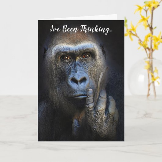 Carte Penser à vous Gorilla la faune salutation (Fleur jaune)
