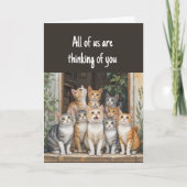 Carte Penser à vous groupe amusant de chats (Devant)