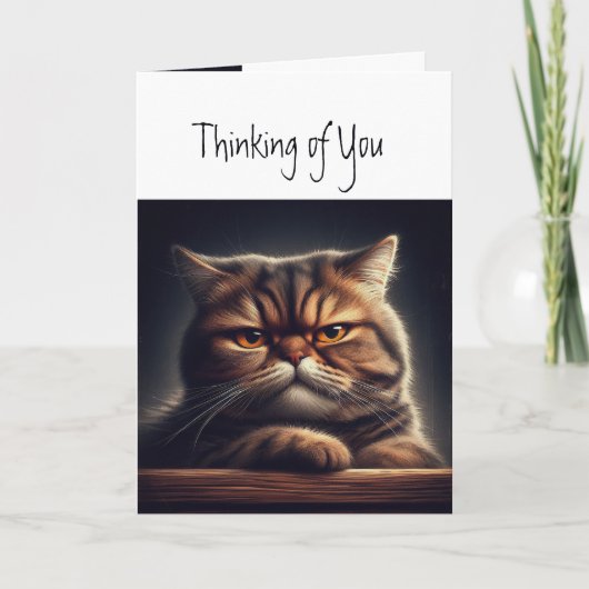 Carte Penser à vous Grumpy Grouchy Chat Kitten Fun (Devant)