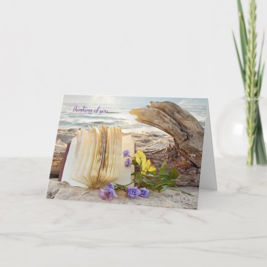 Carte penser à vous-journal et roses sur le bois flotté (Devant)