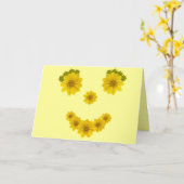 Carte Penser à vous joyeux visage sourire (Fleur jaune)