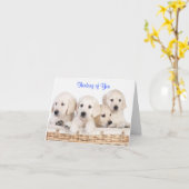 Carte Penser à vous Labrador Retriever Puppies Card (Fleur jaune)