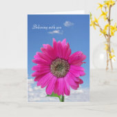 Carte penser à vous -marguerite rose avec ciel (Fleur jaune)