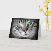 Carte Penser à vous mignon gris Kitty Cat Card (Fleur jaune)