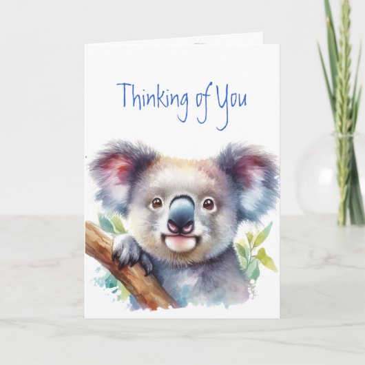 Carte Penser à vous mignon Koala Ours Animal Nature Art (Devant)