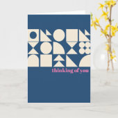 Carte Penser à vous Moderne Géométrique Bleu Stylish (Fleur jaune)