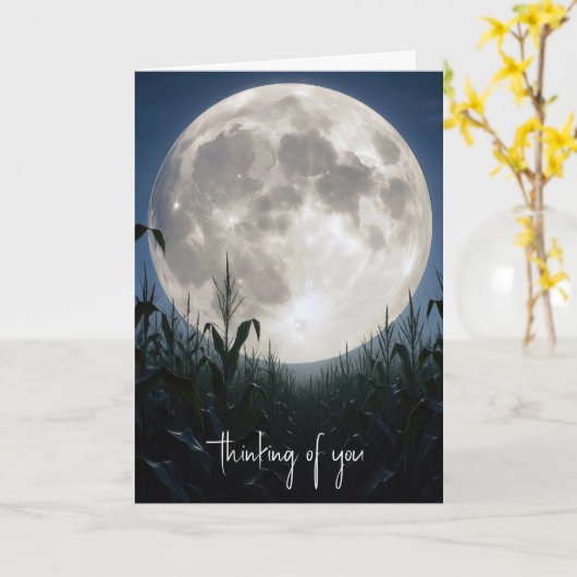 Carte Penser à vous moon de récolte (Fleur jaune)