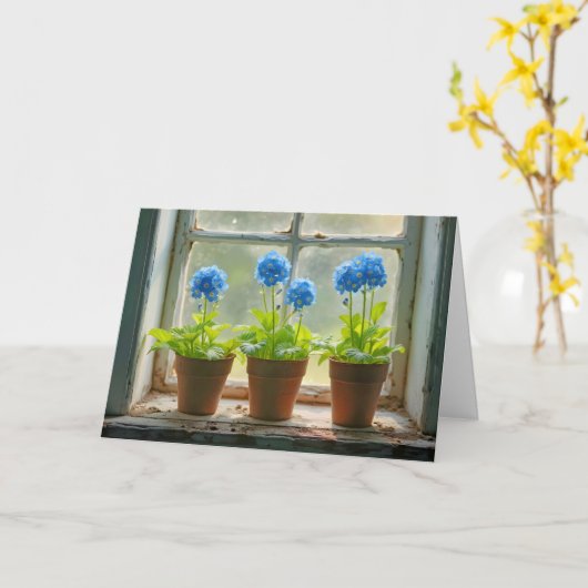 Carte Penser à vous Oubliez-Moi-Pas Pots Fleurs (Fleur jaune)