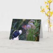 Carte Penser à vous personnalisable mignon chiot (Fleur jaune)