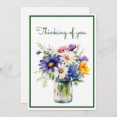 Carte Penser à vous Personnaliser des fleurs d'aquarelle (Devant / Derrière)