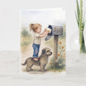 Carte Penser à vous Petite Fille Envoyer une lettre (Devant)