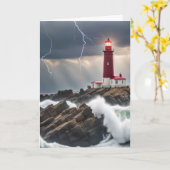 Carte Penser à vous phare dans une tempête (Fleur jaune)