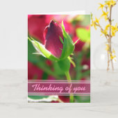 Carte Penser à vous rose rouge bourgeon (Fleur jaune)