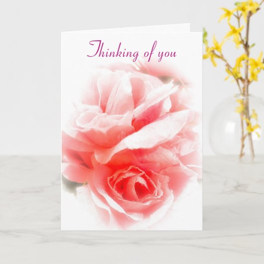 Carte Penser à vous Rose unique (Fleur jaune)