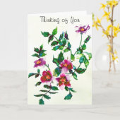 Carte Penser à vous - Rose Vintage (Fleur jaune)