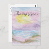 Carte "Penser à vous" ~ Scène du coucher du soleil (Devant / Derrière)