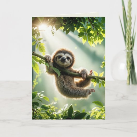 Carte Penser à vous Sloth sous le soleil (Devant)