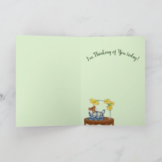 Carte Penser à vous - Souris en Tea Cup Repose (Intérieur)