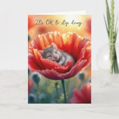 Carte Penser à vous Souris Nichée dans un coquelicot rou (Devant)