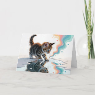 Carte Penser à vous Tabby Kitten dans une flaque