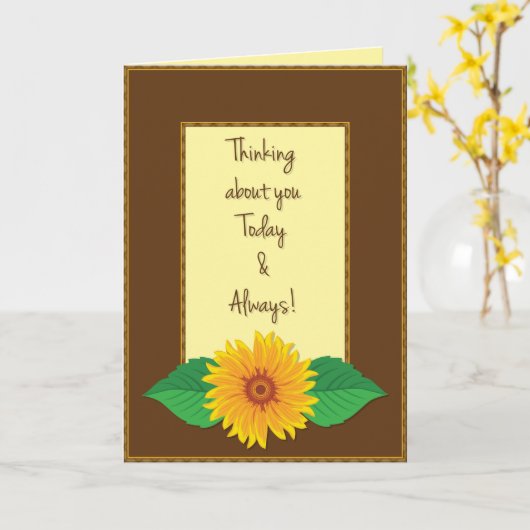 Carte Penser à vous tournesol (Fleur jaune)