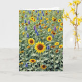 Carte Penser à vous tournesol et champ Fleur sauvage (Fleur jaune)