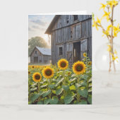 Carte Penser à vous tournesols (Fleur jaune)