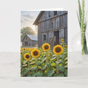 Carte Penser à vous tournesols