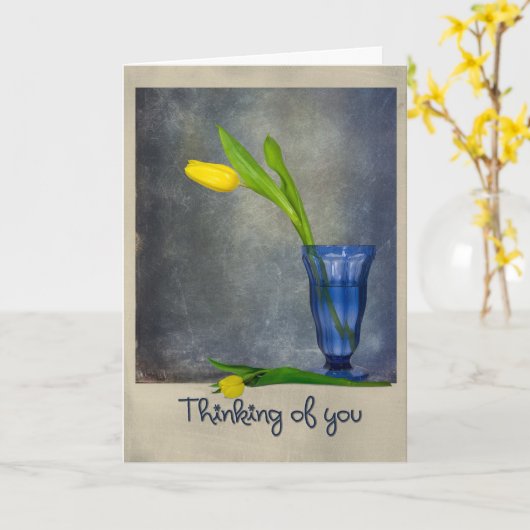 Carte Penser à vous tulips (Fleur jaune)