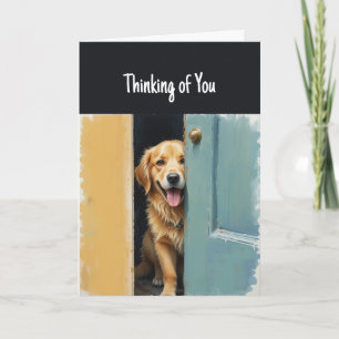 Carte Penser à vous un chien amusant en vous attendant