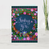 Carte Penser à vous Whimsical Floral Heart Stripe (Devant)