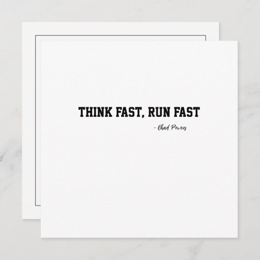 Carte Penser Fast Run Sport Football Motivation (Devant / Derrière)