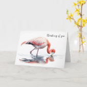 Carte Pensez à votre Flamant rose (Fleur jaune)